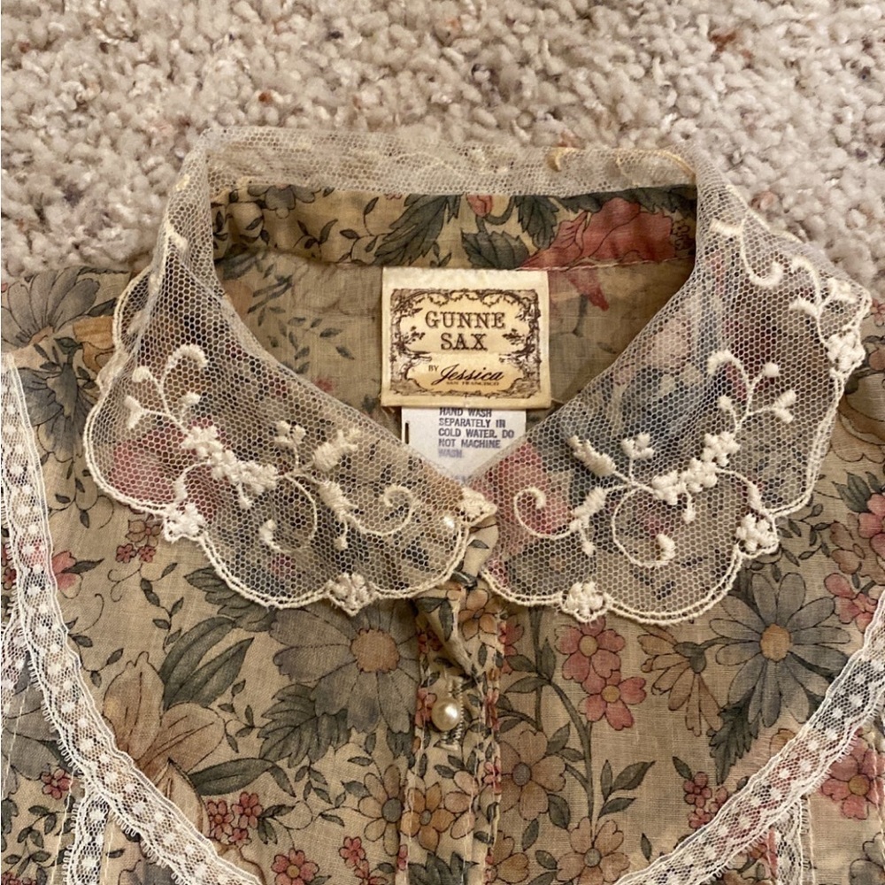 Vintage‎ Gunne Sax Dress Floral Print Size 7 - Picture 3 of 11